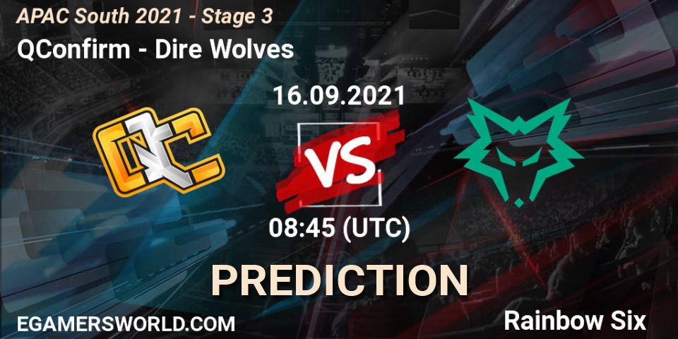 QConfirm vs Dire Wolves: Match Prediction. 16.09.2021 at 09:15, Rainbow Six, APAC South 2021 - Stage 3