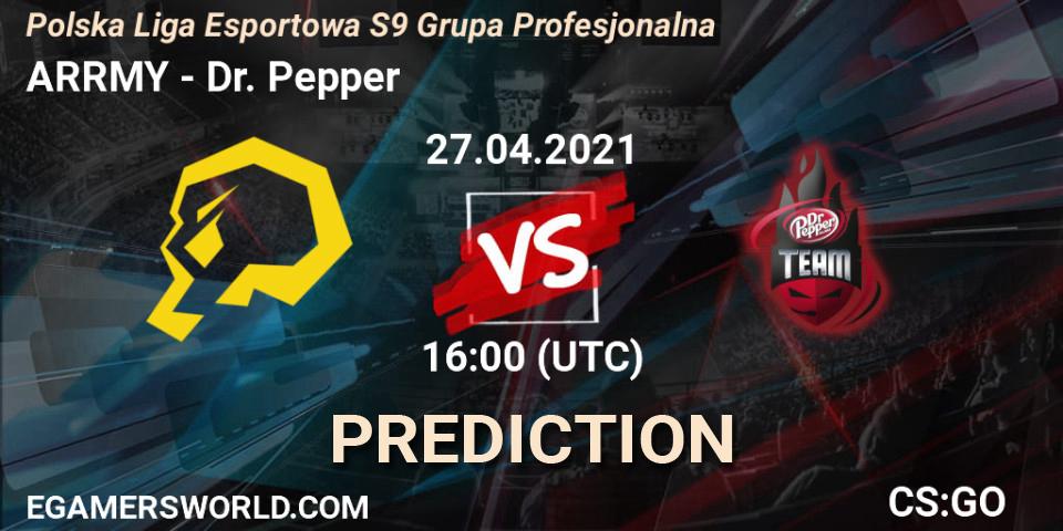 ARRMY vs Dr. Pepper: Match Prediction. 27.04.2021 at 16:00, Counter-Strike (CS2), Polska Liga Esportowa S9 Grupa Profesjonalna
