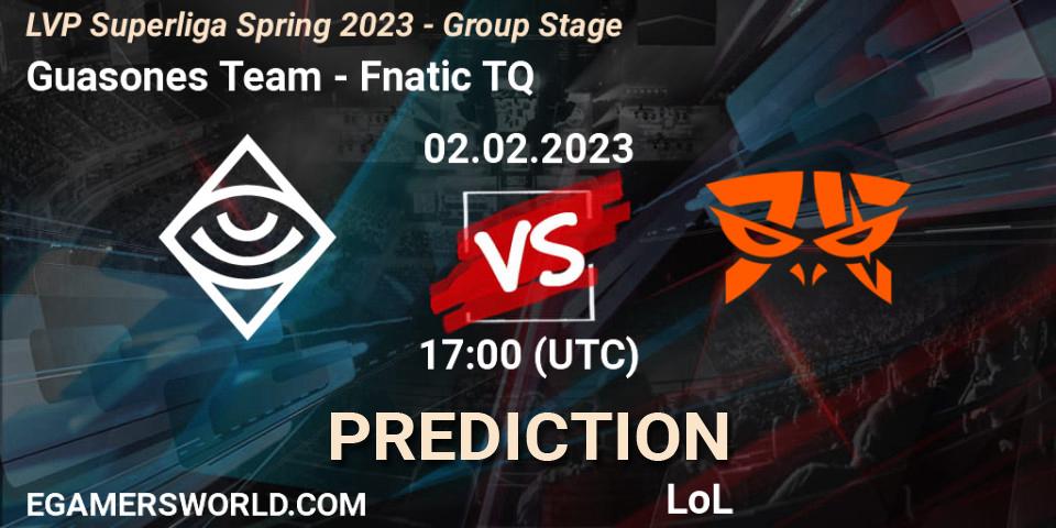 Guasones Team vs Fnatic TQ: Match Prediction. 02.02.2023 at 17:00, LoL, LVP Superliga Spring 2023 - Group Stage