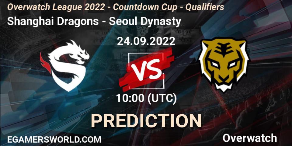 Shanghai Dragons vs Seoul Dynasty: Match Prediction. 24.09.2022 at 10:00, Overwatch, Overwatch League 2022 - Countdown Cup - Qualifiers