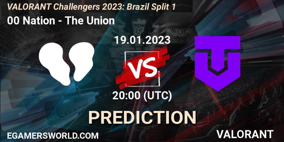 00 Nation vs The Union: Match Prediction. 19.01.2023 at 20:00, VALORANT, VALORANT Challengers 2023: Brazil Split 1