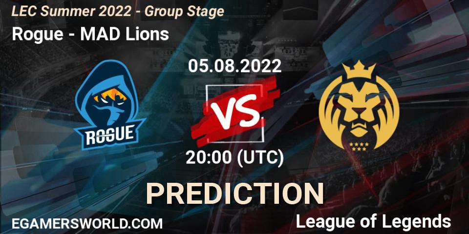 Rogue vs MAD Lions: Match Prediction. 05.08.2022 at 19:00, LoL, LEC Summer 2022 - Group Stage