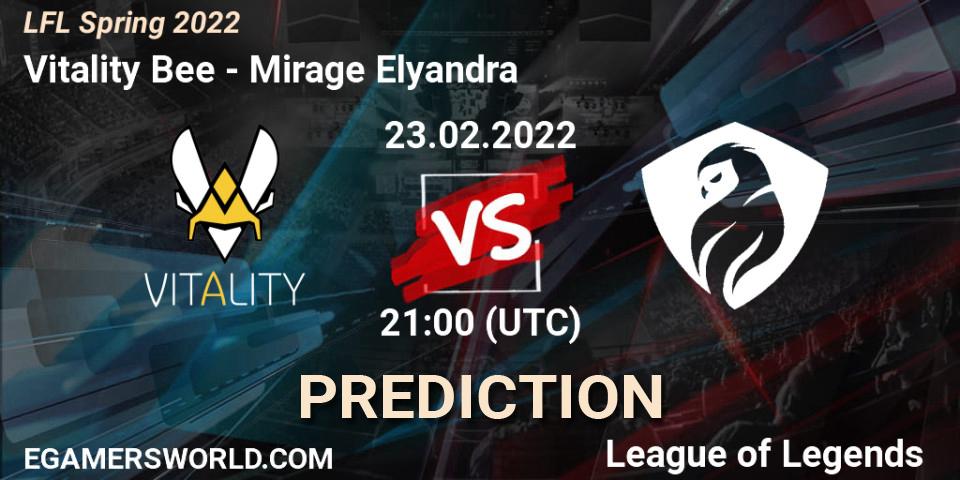 Vitality Bee vs Mirage Elyandra: Match Prediction. 23.02.2022 at 21:00, LoL, LFL Spring 2022