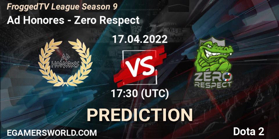 Ad Honores vs Zero Respect: Match Prediction. 17.04.2022 at 17:30, Dota 2, FroggedTV League Season 9