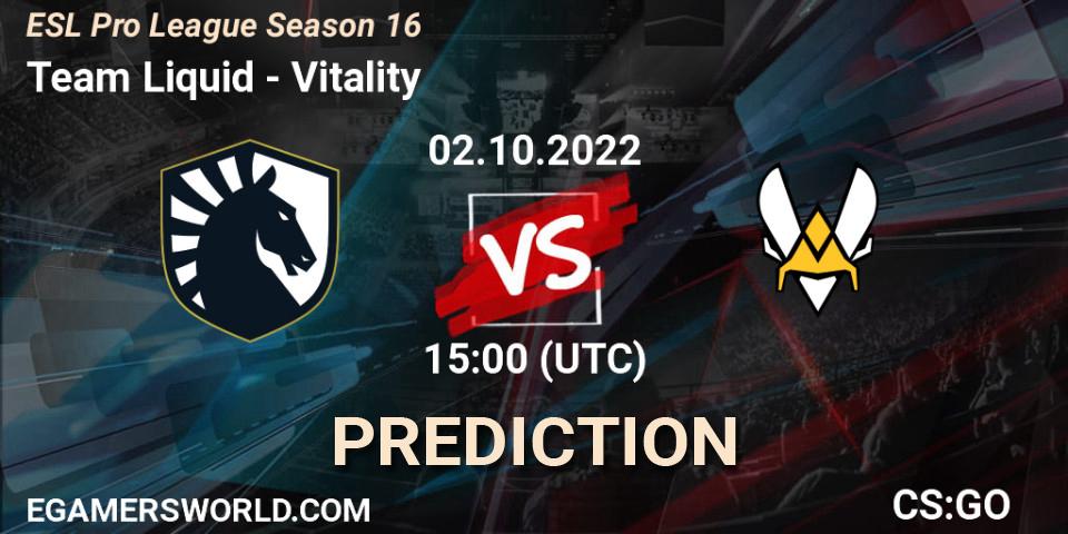 Team Liquid vs Vitality: Match Prediction. 02.10.22, CS2 (CS:GO), ESL Pro League Season 16