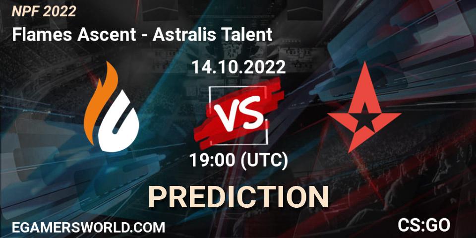 Flames Ascent vs Astralis Talent: Match Prediction. 14.10.2022 at 20:00, Counter-Strike (CS2), NPF 2022