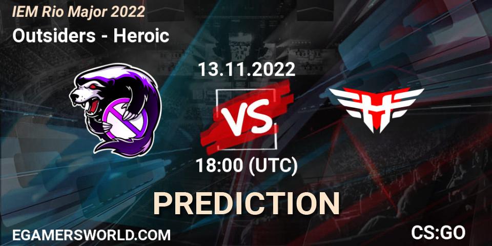 Outsiders vs Heroic: Match Prediction. 13.11.2022 at 18:00, Counter-Strike (CS2), IEM Rio Major 2022