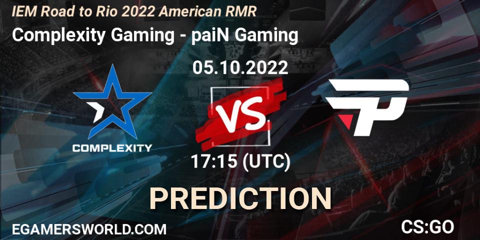Complexity Gaming vs paiN Gaming: Match Prediction. 05.10.22, CS2 (CS:GO), IEM Road to Rio 2022 American RMR