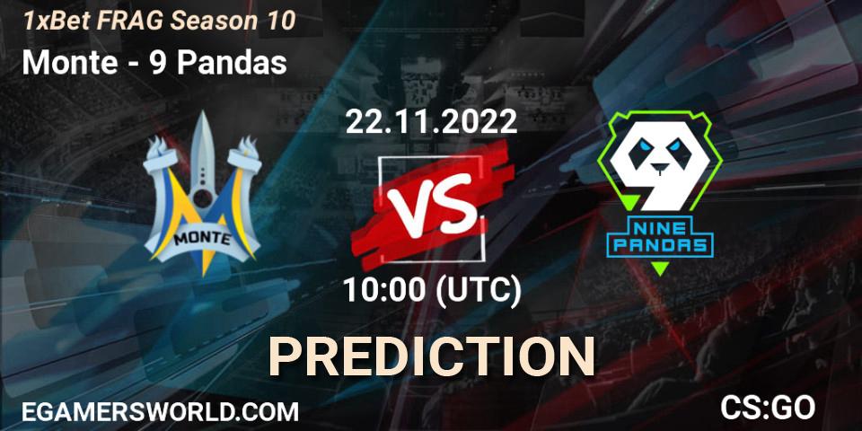 Monte vs 9 Pandas: Match Prediction. 22.11.2022 at 10:10, Counter-Strike (CS2), FRAG Season 10