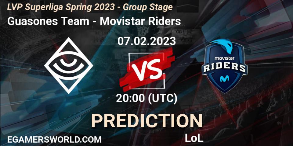 Guasones Team vs Movistar Riders: Match Prediction. 07.02.23, LoL, LVP Superliga Spring 2023 - Group Stage