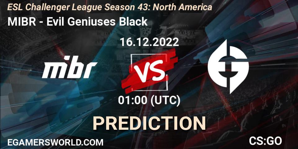 MIBR vs Evil Geniuses Black: Match Prediction. 16.12.22, CS2 (CS:GO), ESL Challenger League Season 43: North America
