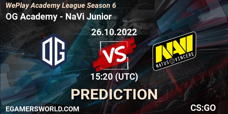 OG Academy vs NaVi Junior: Match Prediction. 26.10.2022 at 15:35, Counter-Strike (CS2), WePlay Academy League Season 6