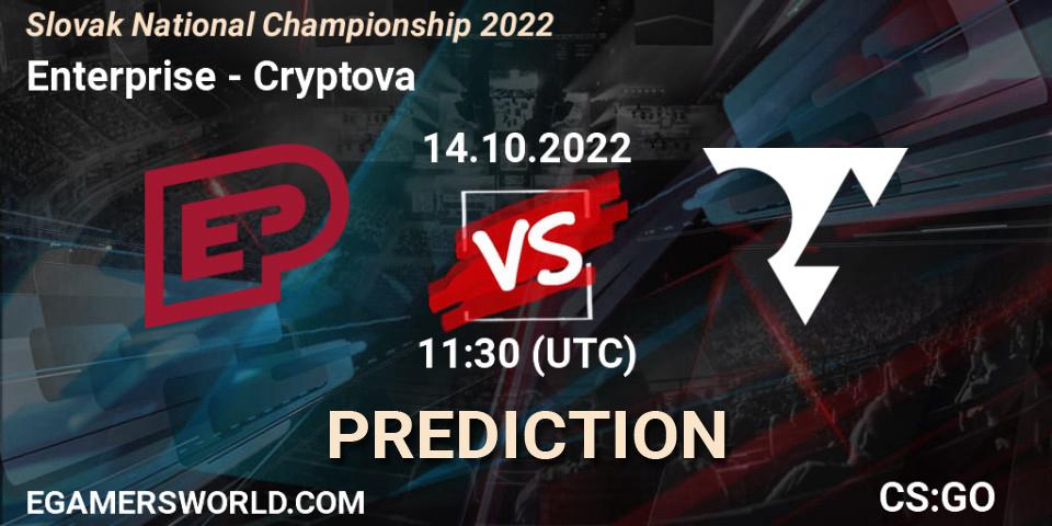 Enterprise vs Cryptova: Match Prediction. 14.10.2022 at 11:50, Counter-Strike (CS2), Slovak National Championship 2022