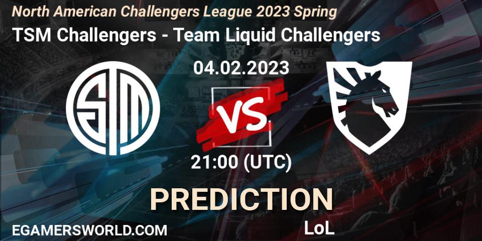 TSM Challengers vs Team Liquid Challengers: Match Prediction. 04.02.23, LoL, NACL 2023 Spring - Group Stage