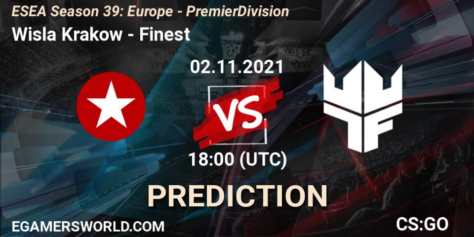 Wisla Krakow vs Finest: Match Prediction. 02.11.2021 at 18:00, Counter-Strike (CS2), ESEA Season 39: Europe - Premier Division