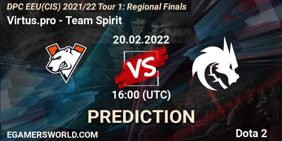 Virtus.pro vs Team Spirit: Match Prediction. 20.02.22, Dota 2, DPC EEU(CIS) 2021/22 Tour 1: Regional Finals