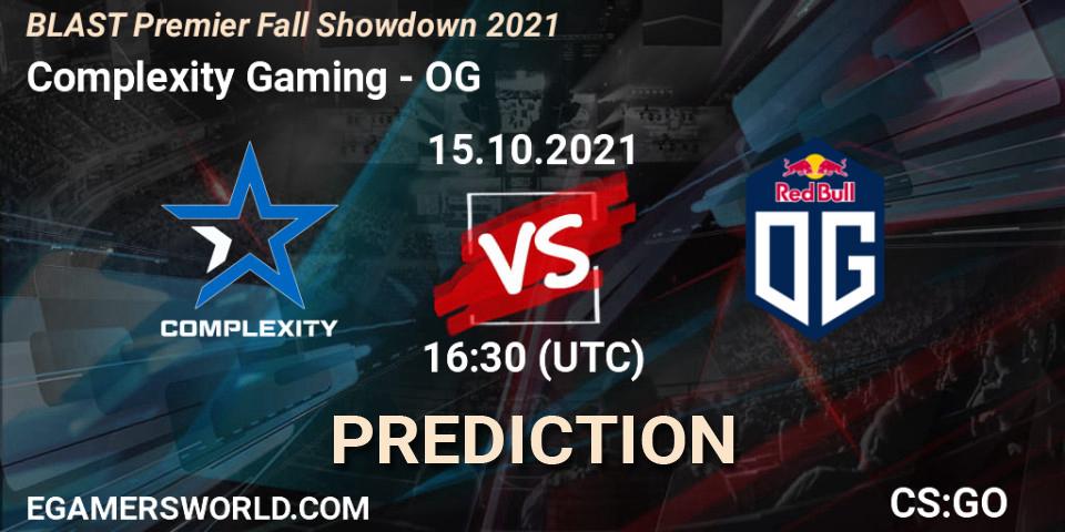 Complexity Gaming vs OG: Match Prediction. 15.10.2021 at 16:15, Counter-Strike (CS2), BLAST Premier Fall Showdown 2021