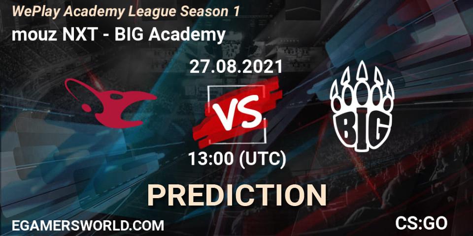 mouz NXT vs BIG Academy: Match Prediction. 27.08.2021 at 13:00, Counter-Strike (CS2), WePlay Academy League Season 1