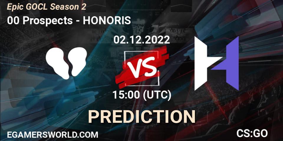 00 Prospects vs HONORIS: Match Prediction. 02.12.22, CS2 (CS:GO), Epic GOCL Season 2