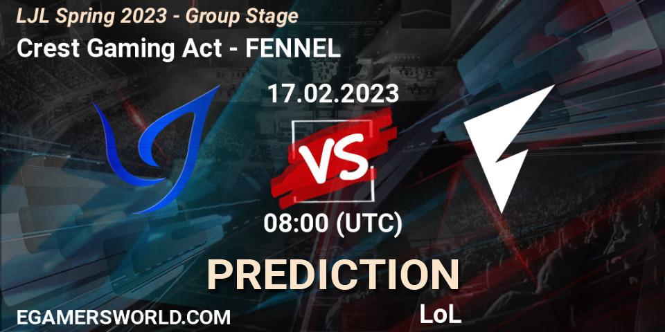 Crest Gaming Act vs FENNEL: Match Prediction. 17.02.2023 at 08:00, LoL, LJL Spring 2023 - Group Stage
