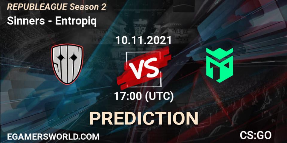 Sinners vs Entropiq: Match Prediction. 10.11.2021 at 18:55, Counter-Strike (CS2), REPUBLEAGUE Season 2