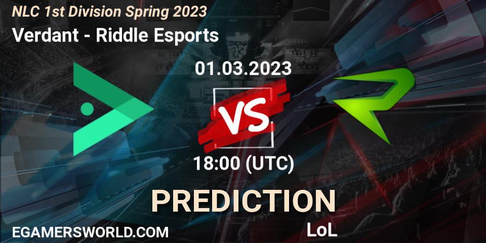 Verdant vs Riddle Esports: Match Prediction. 07.02.23, LoL, NLC 1st Division Spring 2023