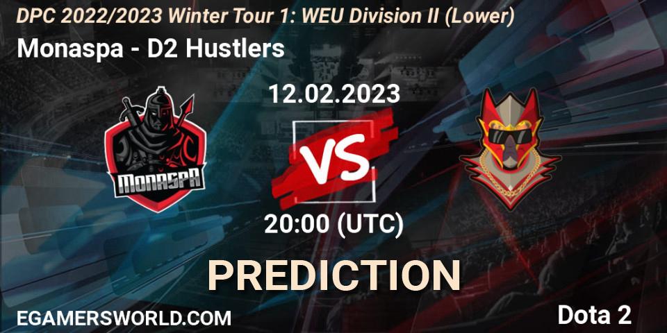 Monaspa vs D2 Hustlers: Match Prediction. 12.02.23, Dota 2, DPC 2022/2023 Winter Tour 1: WEU Division II (Lower)