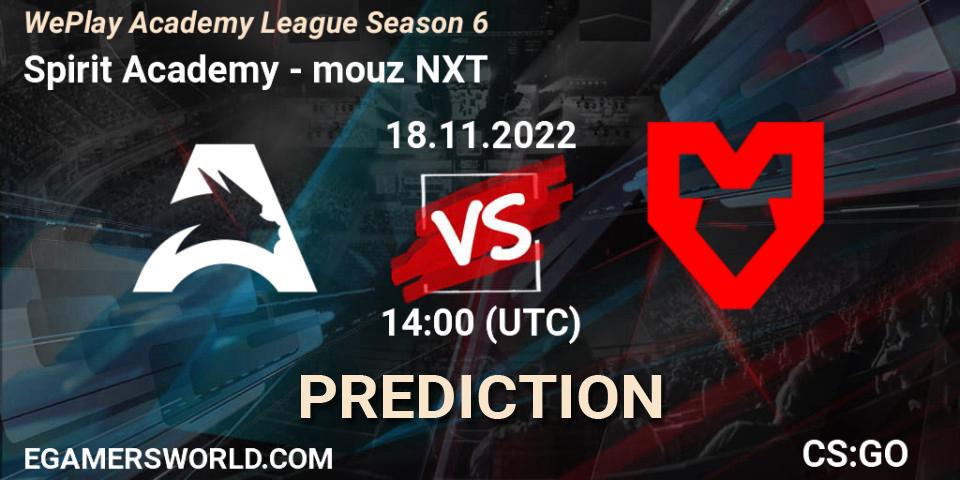 Spirit Academy vs mouz NXT: Match Prediction. 18.11.22, CS2 (CS:GO), WePlay Academy League Season 6
