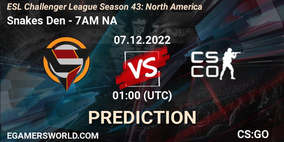 Snakes Den vs 7AM NA: Match Prediction. 07.12.22, CS2 (CS:GO), ESL Challenger League Season 43: North America