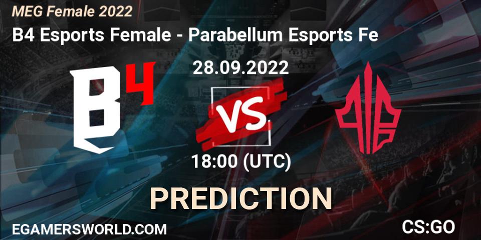 B4 Esports Female vs Parabellum Esports Fe: Match Prediction. 28.09.22, CS2 (CS:GO), MEG Female 2022