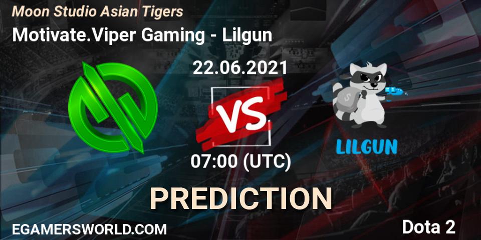 Motivate.Viper Gaming vs Lilgun: Match Prediction. 22.06.2021 at 08:20, Dota 2, Moon Studio Asian Tigers