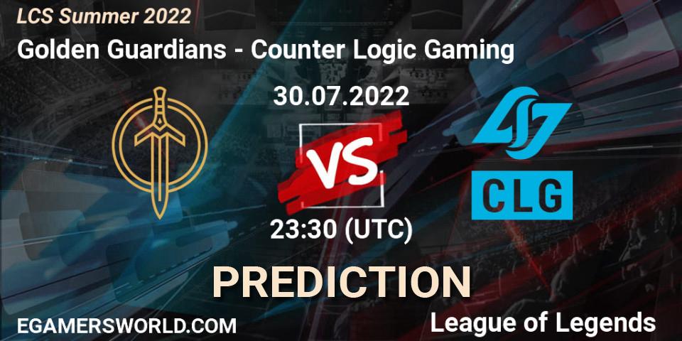 Golden Guardians vs Counter Logic Gaming: Match Prediction. 30.07.22, LoL, LCS Summer 2022