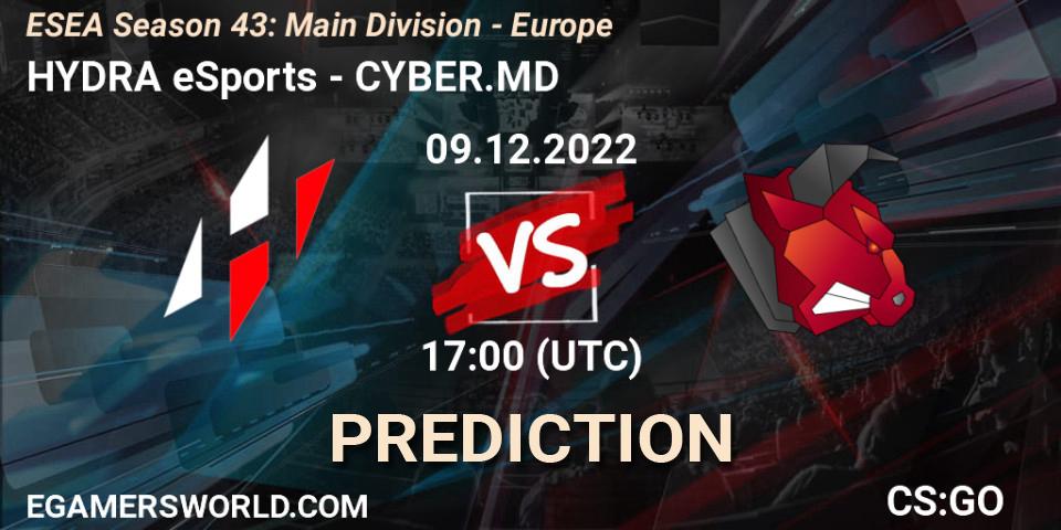 HYDRA eSports vs CYBER.MD: Match Prediction. 09.12.22, CS2 (CS:GO), ESEA Season 43: Main Division - Europe