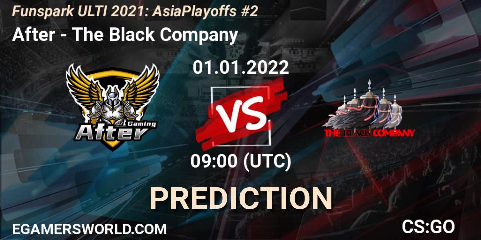 After vs The Black Company: Match Prediction. 01.01.2022 at 09:00, Counter-Strike (CS2), Funspark ULTI 2021 Asia Playoffs 2