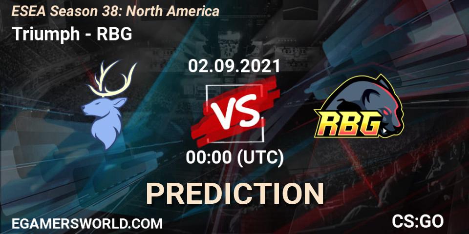 Triumph vs RBG: Match Prediction. 02.09.2021 at 00:00, Counter-Strike (CS2), ESEA Season 38: North America 