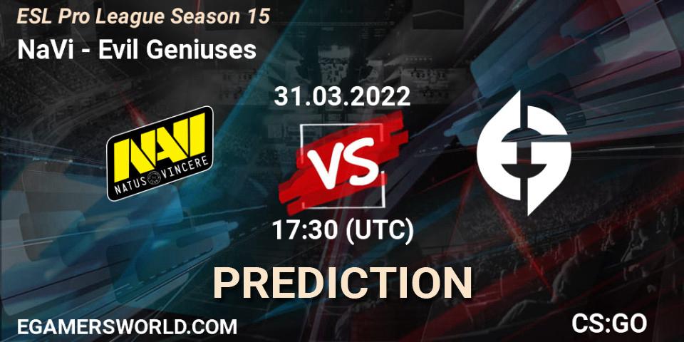 NaVi vs Evil Geniuses: Match Prediction. 31.03.22, CS2 (CS:GO), ESL Pro League Season 15