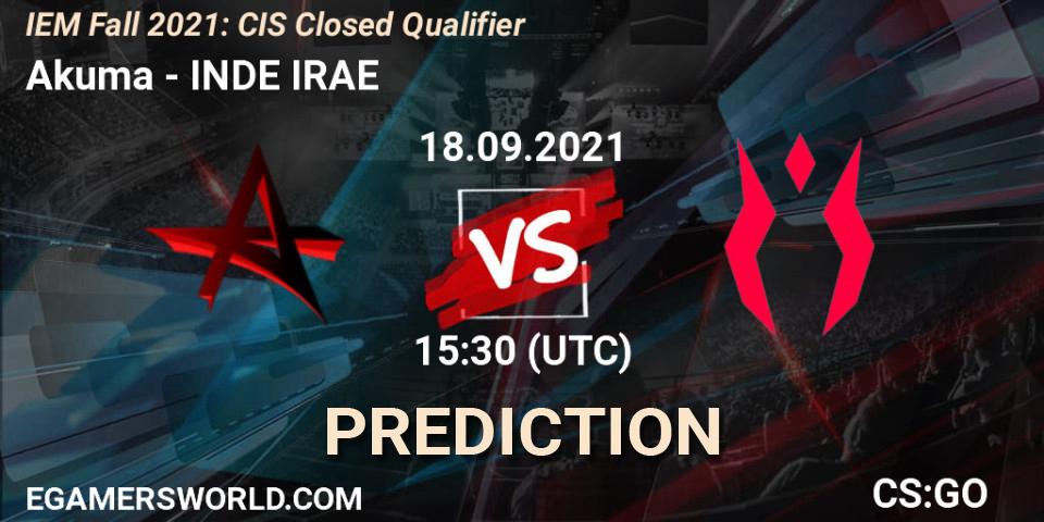Akuma vs INDE IRAE: Match Prediction. 18.09.2021 at 15:30, Counter-Strike (CS2), IEM Fall 2021: CIS Closed Qualifier