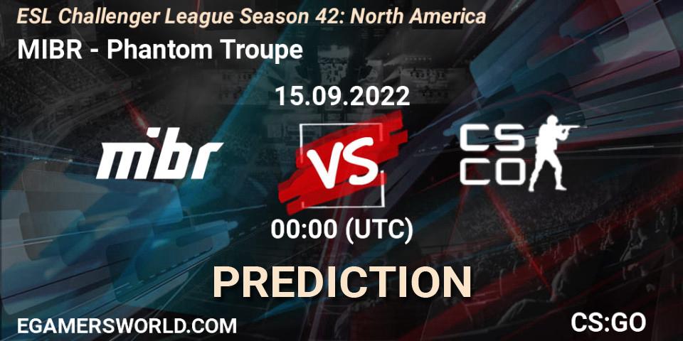MIBR vs Phantom Troupe: Match Prediction. 15.09.2022 at 00:00, Counter-Strike (CS2), ESL Challenger League Season 42: North America