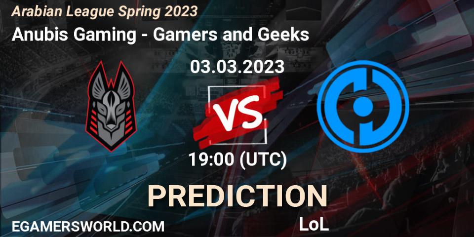 Anubis Gaming vs Gamers and Geeks: Match Prediction. 10.02.2023 at 18:15, LoL, Arabian League Spring 2023