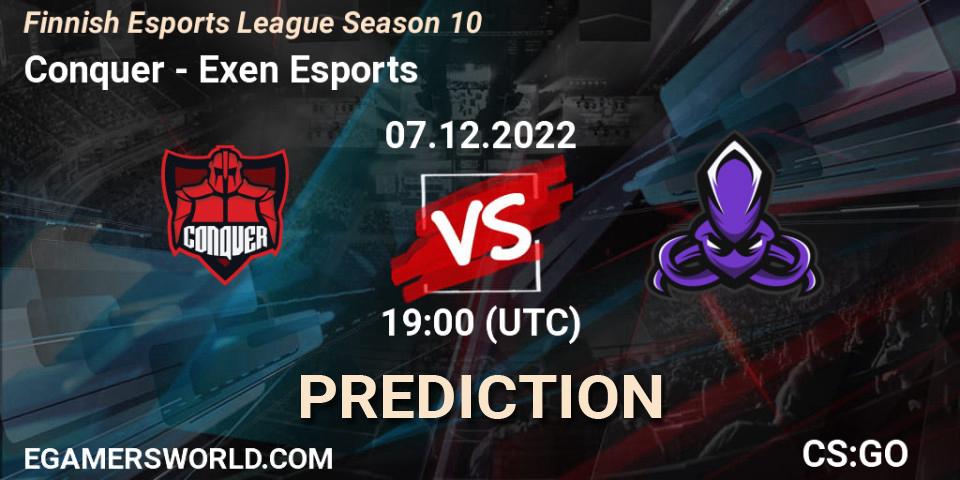 Conquer vs Exen Esports: Match Prediction. 07.12.22, CS2 (CS:GO), Finnish Esports League Season 10