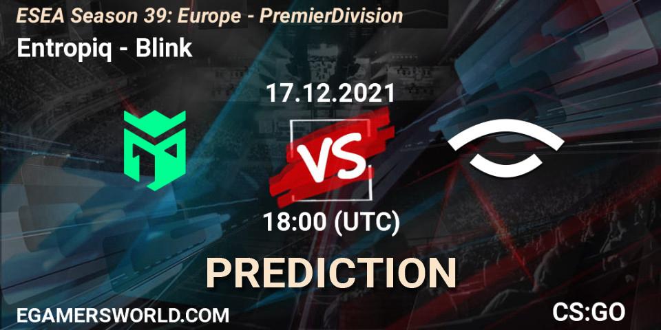 Entropiq vs Blink: Match Prediction. 17.12.21, CS2 (CS:GO), ESEA Season 39: Europe - Premier Division