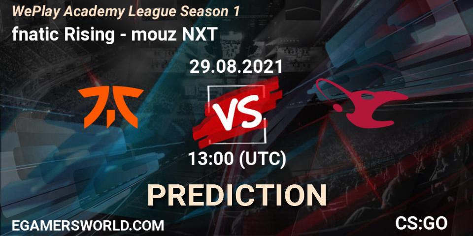 fnatic Rising vs mouz NXT: Match Prediction. 29.08.2021 at 13:00, Counter-Strike (CS2), WePlay Academy League Season 1