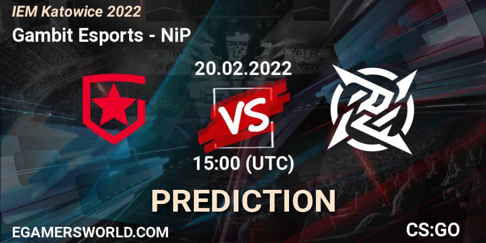 Gambit Esports vs NiP: Match Prediction. 20.02.22, CS2 (CS:GO), IEM Katowice 2022