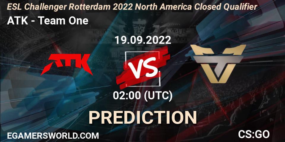 ATK vs Team One: Match Prediction. 19.09.2022 at 02:00, Counter-Strike (CS2), ESL Challenger Rotterdam 2022 North America Closed Qualifier