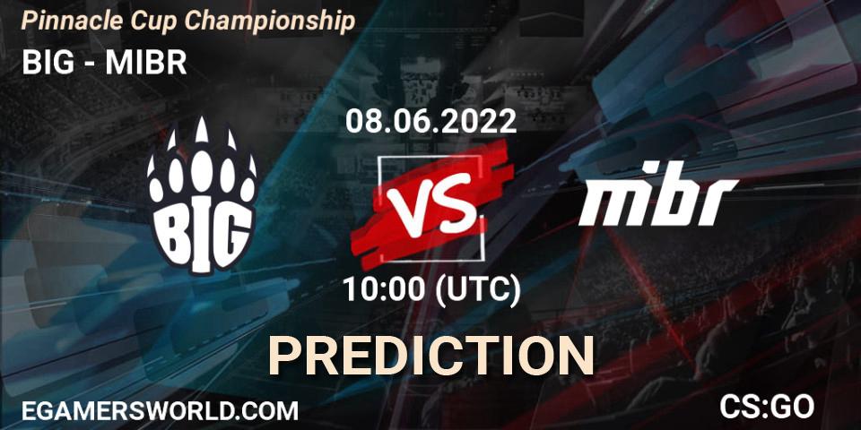 BIG vs MIBR: Match Prediction. 08.06.2022 at 10:25, Counter-Strike (CS2), Pinnacle Cup Championship