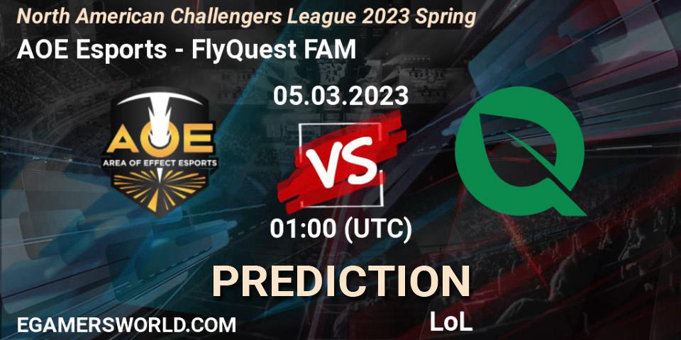 AOE Esports vs FlyQuest FAM: Match Prediction. 05.03.2023 at 01:00, LoL, NACL 2023 Spring - Group Stage