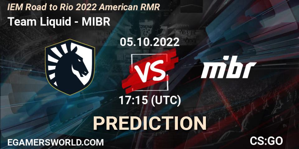 Team Liquid vs MIBR: Match Prediction. 05.10.22, CS2 (CS:GO), IEM Road to Rio 2022 American RMR