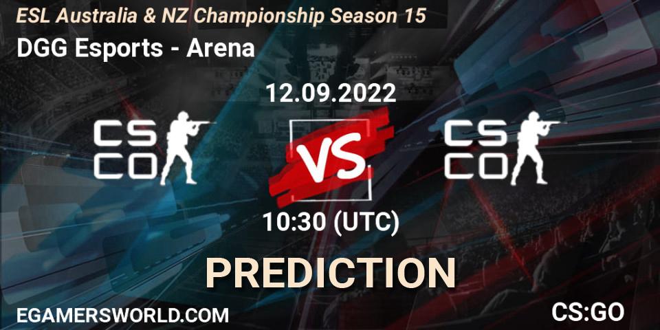 DGG Esports vs Arena Esports: Match Prediction. 12.09.2022 at 10:40, Counter-Strike (CS2), ESL ANZ Champs Season 15
