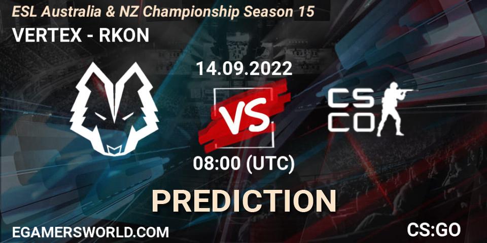 VERTEX vs RKON: Match Prediction. 14.09.2022 at 08:00, Counter-Strike (CS2), ESL ANZ Champs Season 15