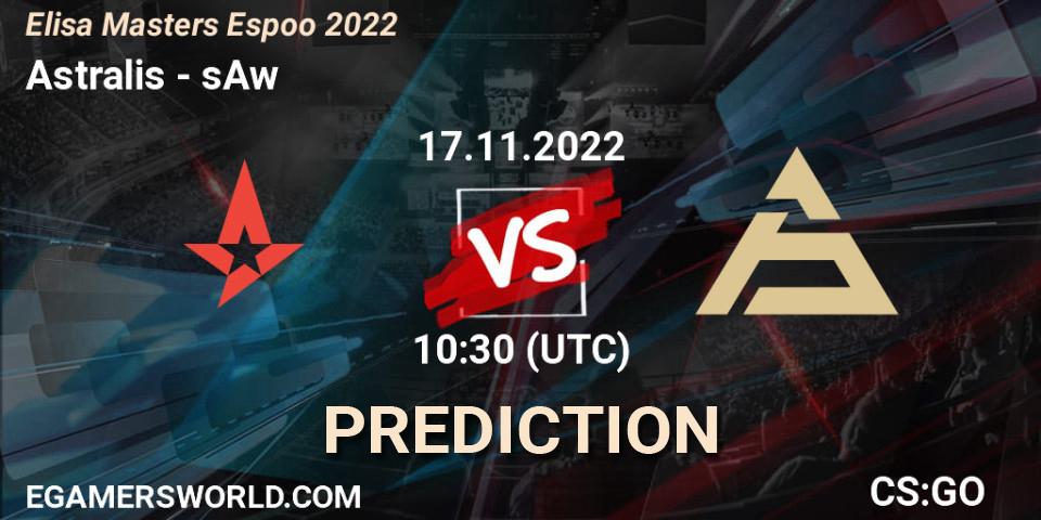 Astralis vs sAw: Match Prediction. 17.11.22, CS2 (CS:GO), Elisa Masters Espoo 2022